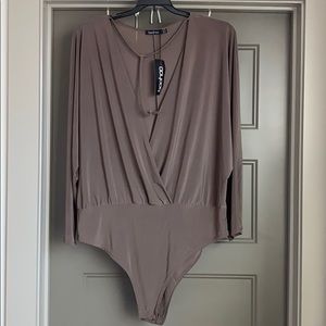 Boohoo strappy, faux wrap bodysuit